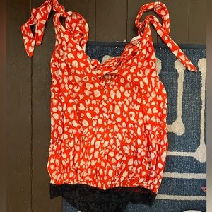 free people xs red pattern bodysuit